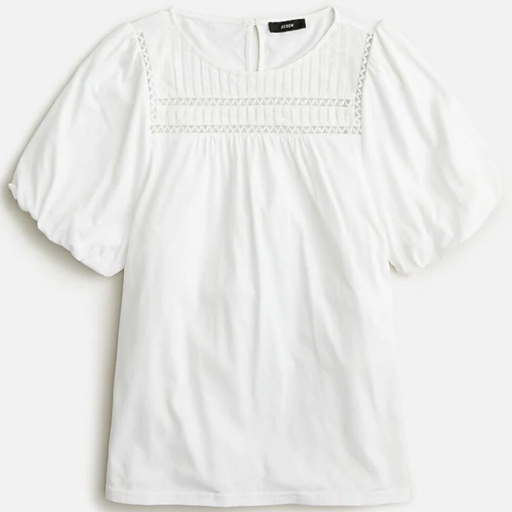 J. Crew Lace Puff Sleeve T-Shirt